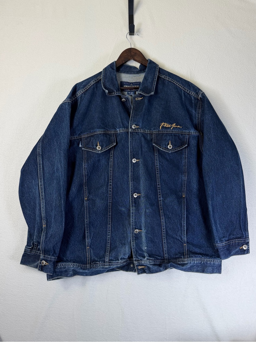 Vintage Phat Farm Jacket Men 3XL Blue Denim Jean Trucker Biker Hiphop Y2K